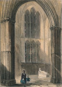 ウスター大聖堂：合唱団の北翼廊、1836 作： Henry Winkles