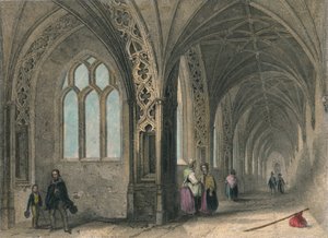 ウスター大聖堂。回廊、1836 作： Henry Winkles