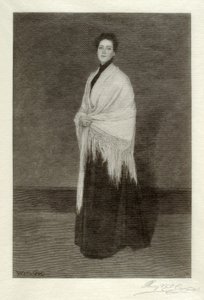 白いショールの女性 作： Henry Wolf