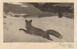 冬、キツネ狩り 作： Henry Wolf after Winslow Homer