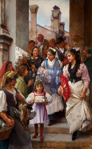 ヴェネツィアの洗礼パーティー、1896年油彩、カンヴァス 作： Henry Woods