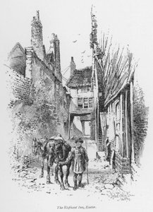 コーチング：The Elephant Inn, Exeter (litho) 作： Herbert (after) Railton