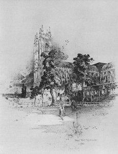 1730年のロンドン、ウェストミンスターのディーンズヤード（リトグラフ）。 作： Herbert (after) Railton