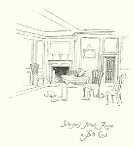 ロンドン、ボルトコートのDr.Johnsons Sitting Room（リトグラフ 作： Herbert (after) Railton