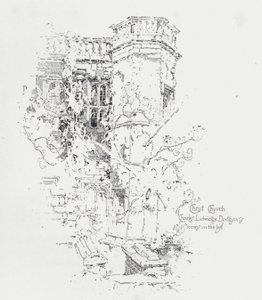 オックスフォード大学クライスト・チャーチ・カレッジの英国人作家チャールズ・ラトウィッジ・ドジソン（ルイス・キャロル）の部屋（リトグラフ版 作： Herbert (after) Railton
