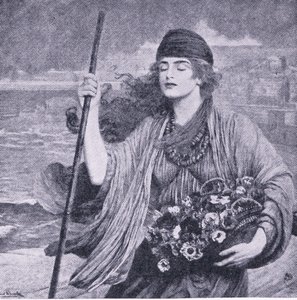 ポンペイの盲目の少女ニディア、1940年頃の世界図書館のベストブックのイラスト 作： Herbert Gustave Schmalz