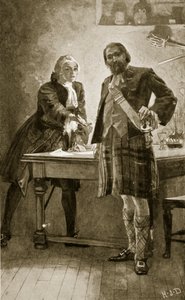 チャールズ皇太子は「ハッチンソンのイギリス国民の物語」からの挿絵、1923年頃のロキエルのキャメロンに訴える 作： Herbert James Draper