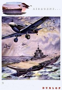 "Airborne...." ダンロップタイヤの広告（「The Illustrated London News」1944年クリスマス号より）（リトグラフ 作： Herbert Kerr Rooke