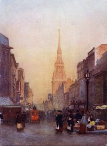 チープサイド、ボウ・チャーチの遠景（カラーリトグラフ 作： Herbert Menzies (after) Marshall