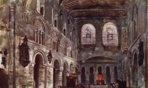 修復前のSt Bartholomewの内部（カラーリトグラフ 作： Herbert Menzies (after) Marshall