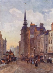 セント・ポールの階段からラドゲート・ヒルを見下ろす（カラーリトグラフ 作： Herbert Menzies (after) Marshall