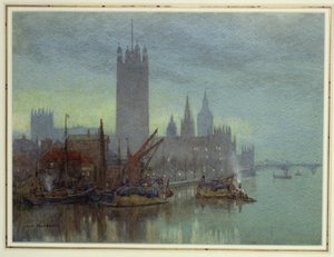 ランベスブリッジの夕暮れ（紙にトイレ） 作： Herbert Menzies Marshall