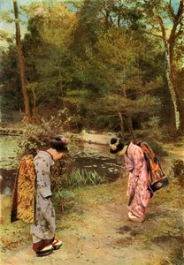 寺院の敷地での挨拶、1910年。