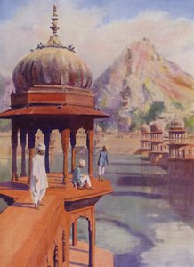 Sacred Tank、Alwar、ラージャスターン、インド（カラー写真） 作： Herbert Ponting