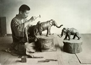 ブロンズ彫刻家、1910年。 作： Herbert Ponting
