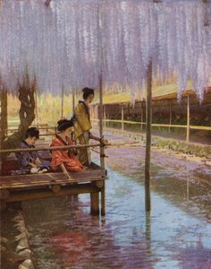紫色のウィスタリアの下で（写真 作： Herbert Ponting