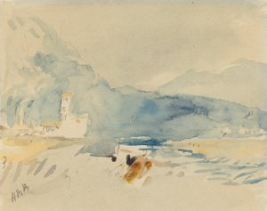 山と小川のある風景。 作： Hercules Brabazon Brabazon