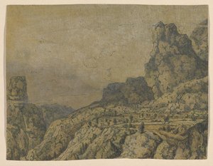 台地のある山の谷、カリフォルニア州。 1625-30。 作： Hercules Seger