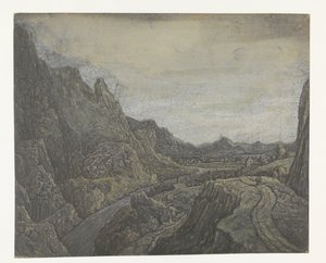 道と川のある岩場の風景 作： Hercules Segers