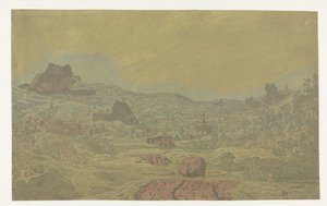 川のある谷と四つの塔のある町 作： Hercules Segers