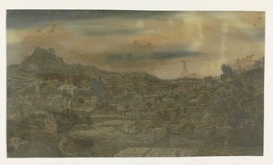 川のある谷と四つの塔のある町 作： Hercules Segers