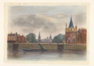 アムステルダムの Schreierstoren のビュー 作： Herman Eduard Knaake (signed by artist)