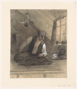 屋根裏部屋で仕事中のテーラー 作： Herman Heijenbrock (possibly)