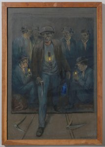鉱山労働者がシャフト ケージを出る 作： Herman Heijenbrock
