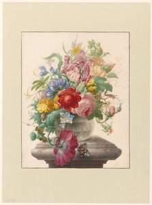 ガラスの花瓶の花と蝶 ヴァースのブロエメンはアタランテに会った 作： Herman Henstenburgh