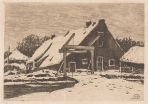 跳ね橋のある農場 作： Herman Heuff (signed by artist)