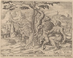 タマルに誓約を与えるユダ 作： Herman Jansz Muller after Maerten van Heemskerck