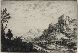ラバに乗る旅人（「6つの風景」より 作： Herman Saftleven