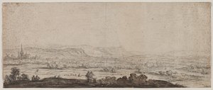 ヘルダーラント州シェンケンシャンツ村のある風景、1600年代。 作： Herman Saftleven