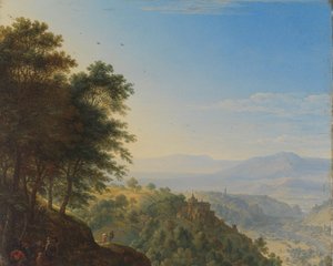 ライン川ボッパルト近くの山岳風景 作： Herman Saftleven