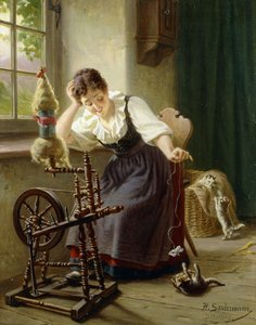 猫と遊ぶ、 作： Herman Sondermann
