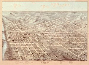 1872年、テキサス州ダラスのストリートマップ 作： Herman attr. to Brosius