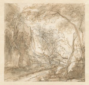 木々の間の道のある風景 作： Herman van Swanevelt (possibly)