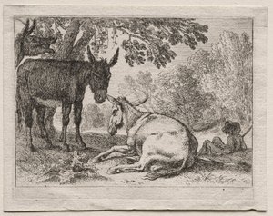 風景の中の動物: ロバ 作： Herman van Swanevelt