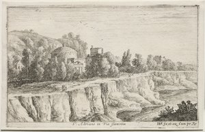 ローマとその周辺の多様な景色：フラミニア通りの聖アドリアーノ、1653年。 作： Herman van Swanevelt