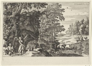 エリヤと天使 旧約聖書のシーン（シリーズタイトル） 作： Herman van Swanevelt
