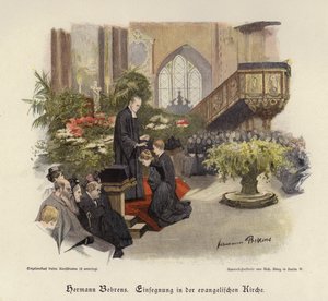 福音派教会での確認礼拝（カラー彫刻 作： Hermann Behrens