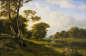 ヘレベックの森の風景。 秋 作： Hermann Carmiencke