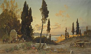 ボスポラス海峡、コンスタンティノープルの景色 作： Hermann David Salomon Corrodi