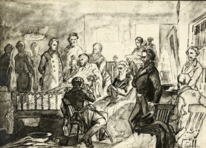 死のベッドにいるエイブラハムリンカーン、1865年頃
