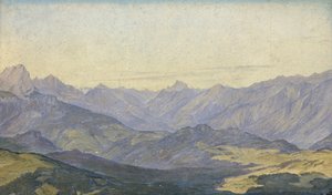 1829年、オーバーバイエルンのマウンテンバレー（紙に油彩） 作： Hermann Kauffmann