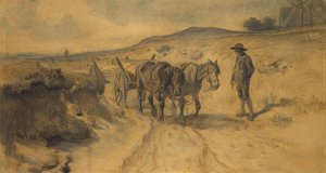 荒れ地では、1855年頃（厚紙にチョークと鉛筆） 作： Hermann Kauffmann