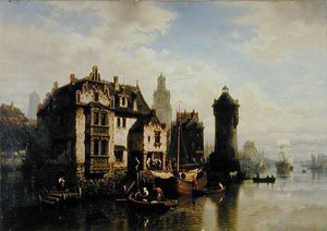 ロッテルダムの眺め（油彩・パネル 作： Hermann Meyerheim