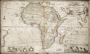 アフリカ地図、1715年頃（彩色エングレーヴィング）