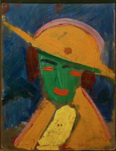 黄色い帽子を持つ緑の女性私 作： Hermann Stenner
