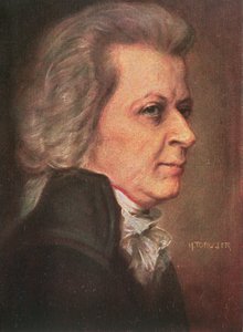 ヴォルフガング・アマデウス・モーツァルト (1756-91) のパブ。 1904年（カラーリソ） 作： Hermann Torggler